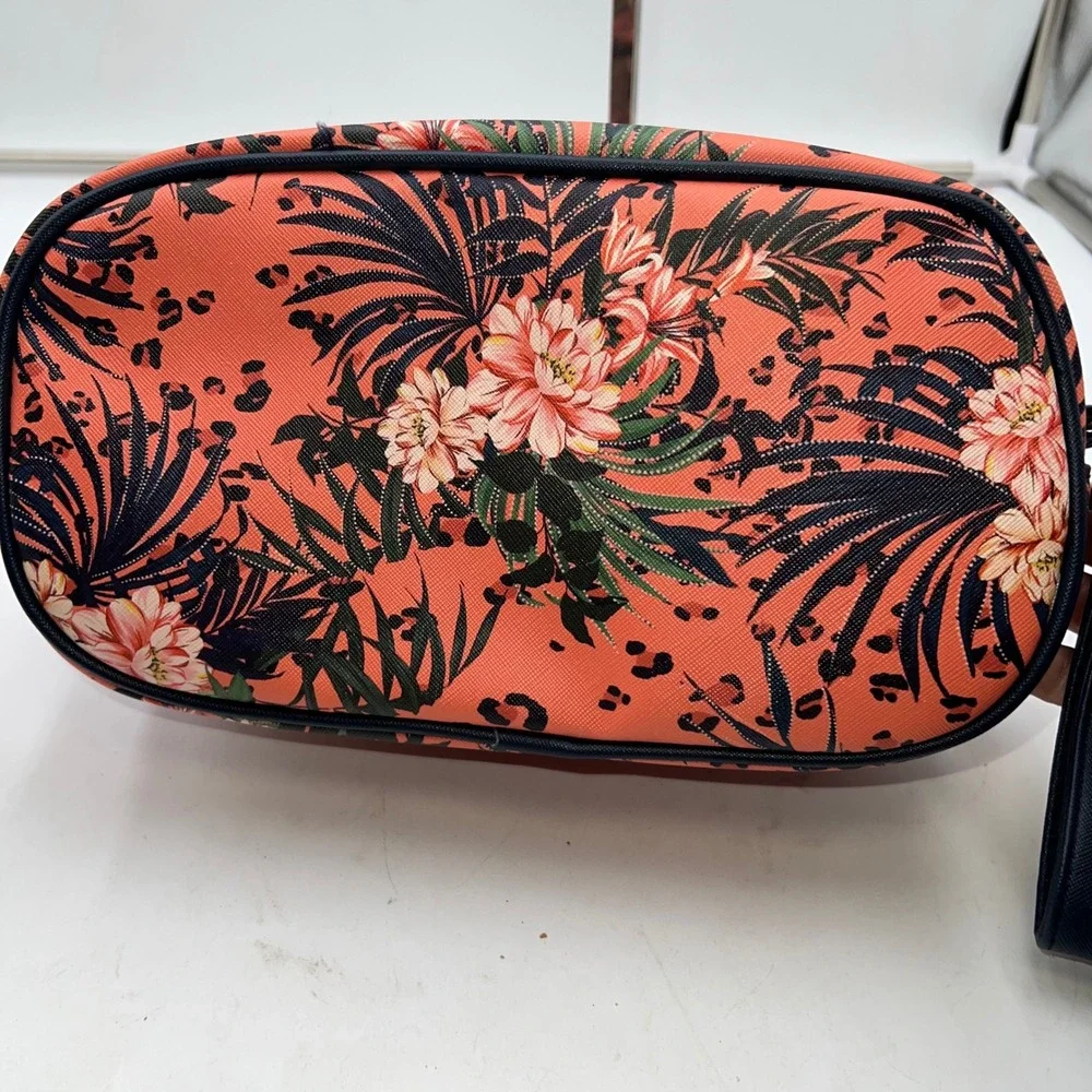 Nicole Miller New York Cosmetic Travel Bag Tropical Floral Print Makeup Pouch